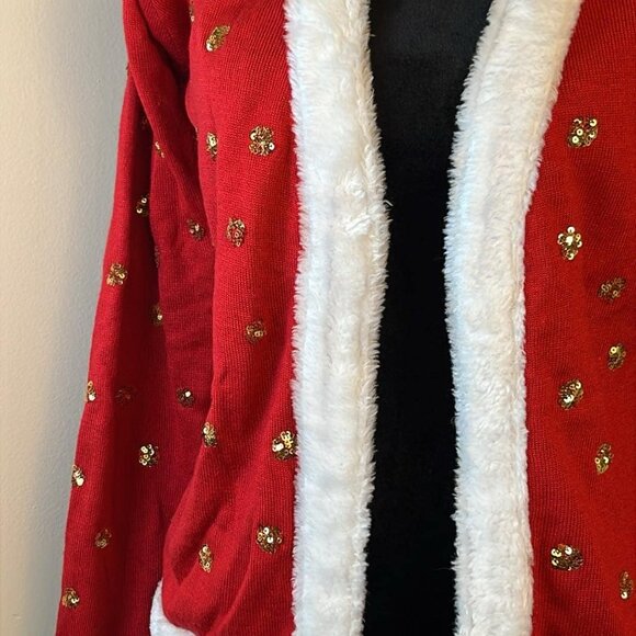 Tipsy Elves Holiday Red and White Sweater SZ Sm with Gold Accent Ugly Sweater - Picture 4 of 10